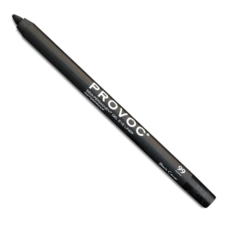 PROVOC Semi-Permanent Gel Eyeliner Black Glitter WP 99 Black Caviar Гелевый водостойкий карандаш подводка для глаз EYL99