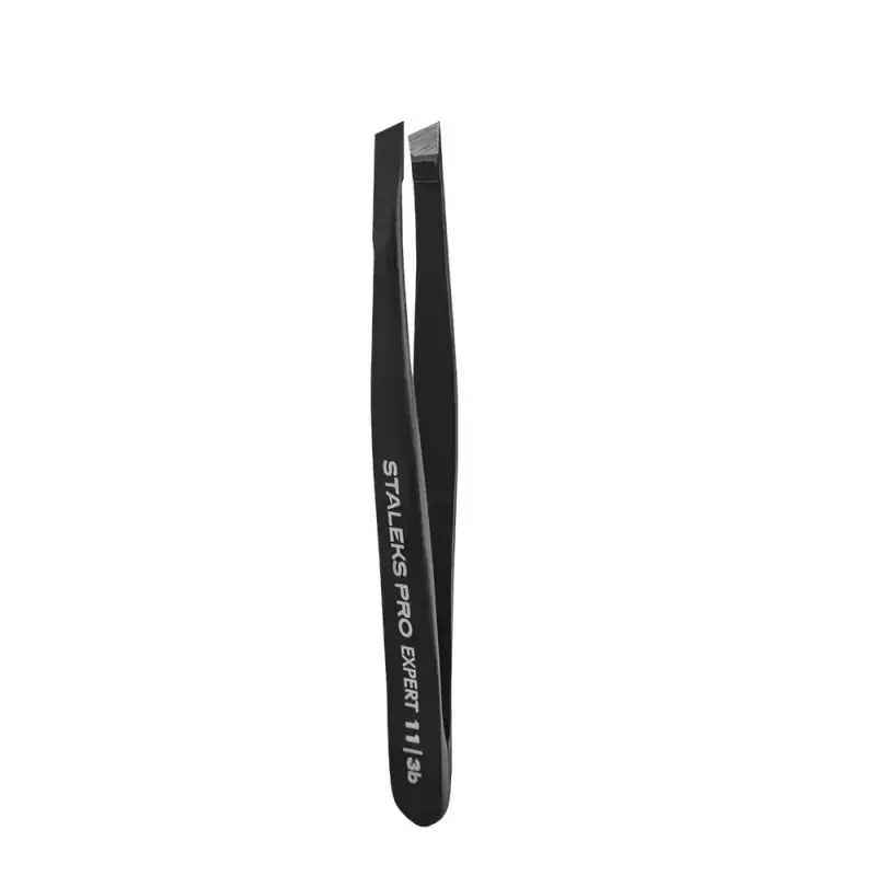 Staleks Pro Expert Пинцет для бровей EXPERT 11 TYPE 3b (широкие скошенные кромки), черный