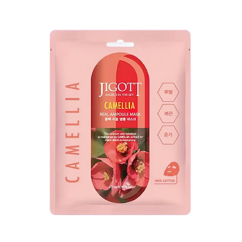 JIGOTT Тканевая маска для лица  CAMELLIA REAL AMPOULE MASK