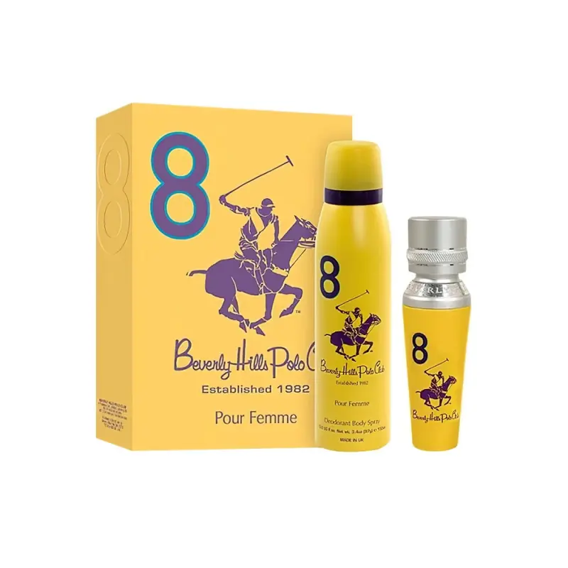 Beverly Hills Polo Club  No.8  Набор для женщин парфюмерная вода 50мл+ дезодорант 150 мл.