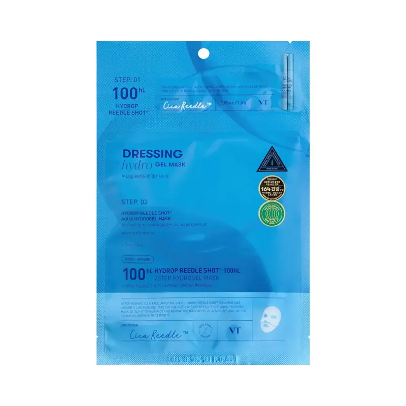 VT HYDROP REEDLE SHOT® 100hL 2STEP HYDROGEL MASK Двухступенчатая гидрогелевая увлажняющая маска для лица со спекулами 34,5 мл