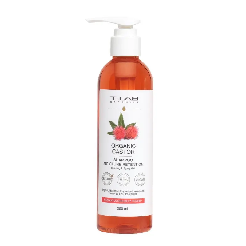 Шампунь для тонких и возрастных волос T-Lab Professional Organic Castor Shampoo, 250 мл