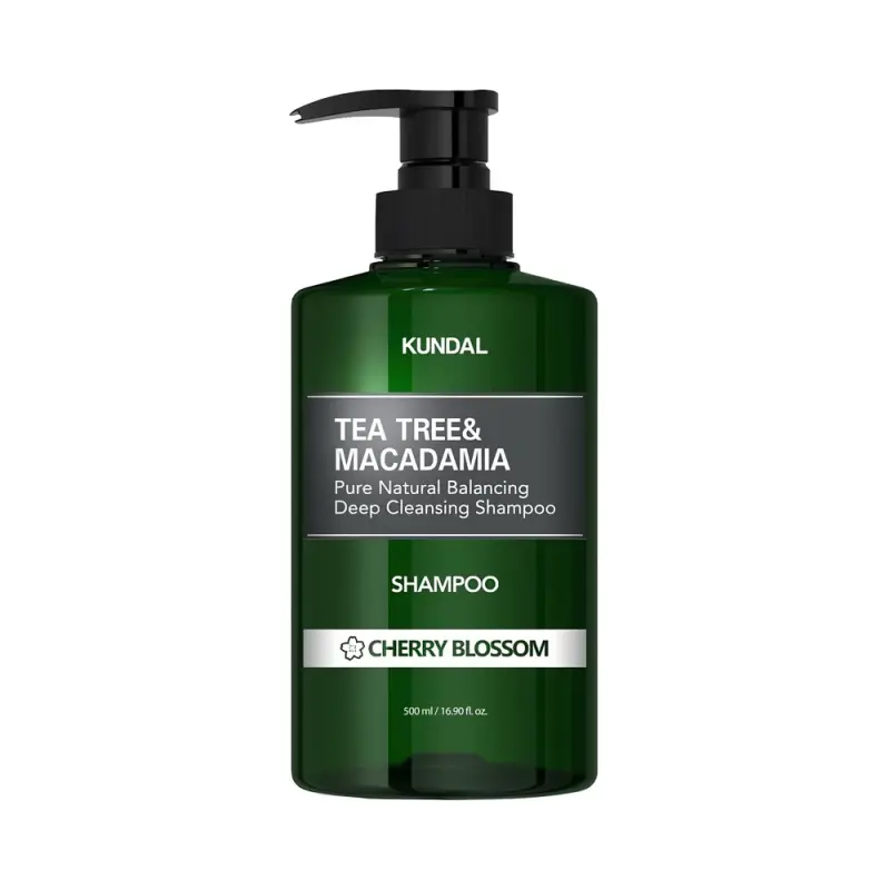KUNDAL ШАМПУНЬ TEA TREE & MACADAMIA DEEP CLEANSING SHAMPOO 500ML - CHERRY BLOSSOM
