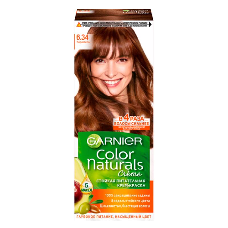 Garnier Стойкая питательная крем-краска для волос Color Naturals, оттенок 6.34, Карамель
