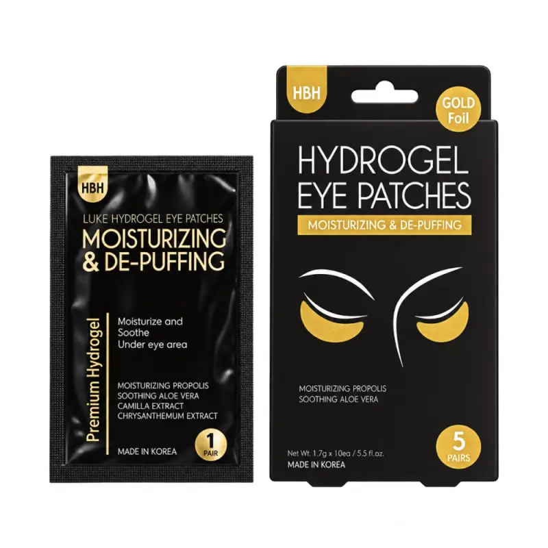 HBH LUKE Hydrogel Eye Patches Moisturizing & De-Puffing Gold Foil Гидрогелевые патчи для кожи вокруг глаз 10 шт