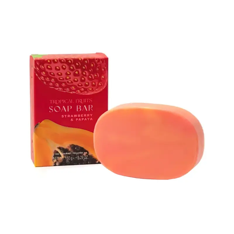 SOMERSET Tropical Fruit Strawberry & Papaya Marbled Glycerine Soap Boxed Тропические фрукты 150 г Мраморное мыло с клубникой и папайей