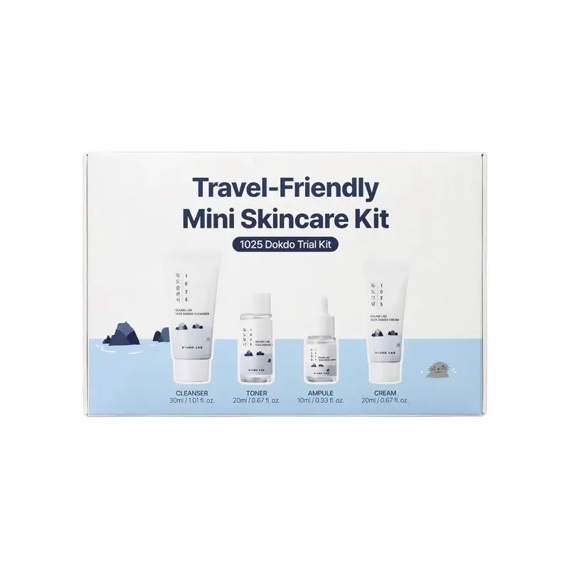 ROUND LAB 1025 DOKDO TRIAL KIT(Cleanser 30ml + Toner 20ml + Ampule 10ml + Cream Набор Round Lab 1025 Dokdo