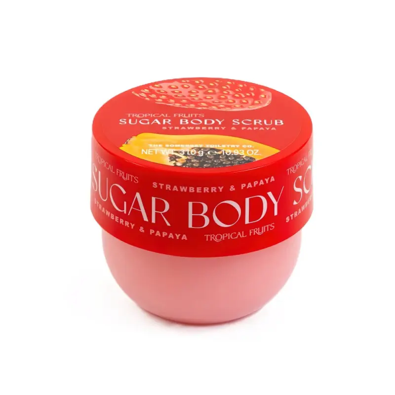 SOMERSET Tropical Fruit Strawberry & Papaya Sugar Scrub 310g Jar Тропические фрукты Клубника и Папайя сахарный скраб для тела 310г