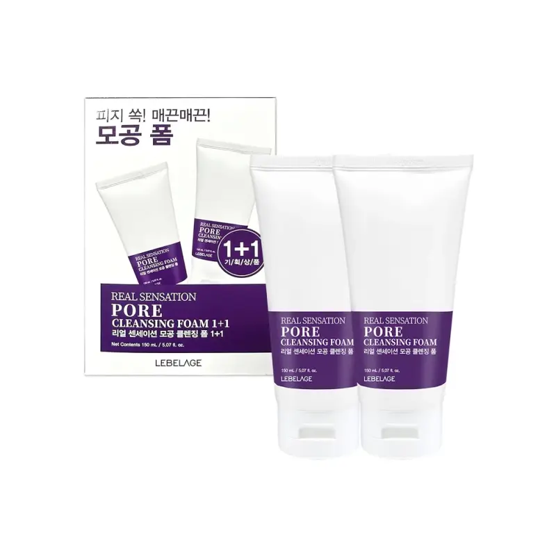LEBELAGE Очищающая пенка от расширенных пор REAL SENSATION PORE CLEANSING FOAM 1+1