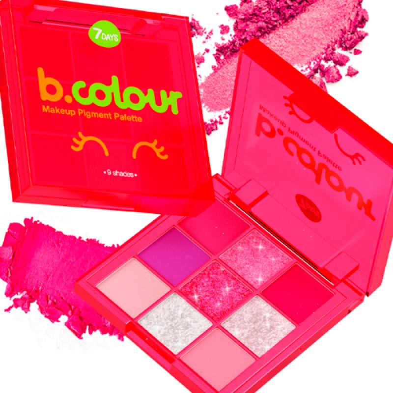 7DAYS B.COLOUR Палетка пигментов для макияжа UVGlow / 01 Electric, 9 шт х 1 г