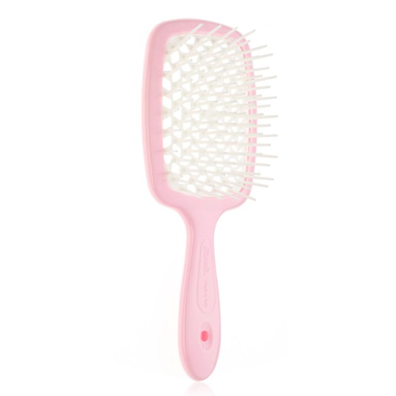 Janeke SUPERBRUSH РАСЧЕСКА СВЕТЛО-РОЗОВАЯ-БЕЛАЯ 20,3x8,5x3,1СМ