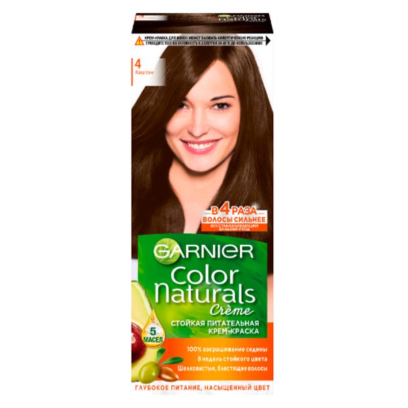 Garnier Стойкая питательная крем-краска для волос Color Naturals, оттенок 4, Каштан