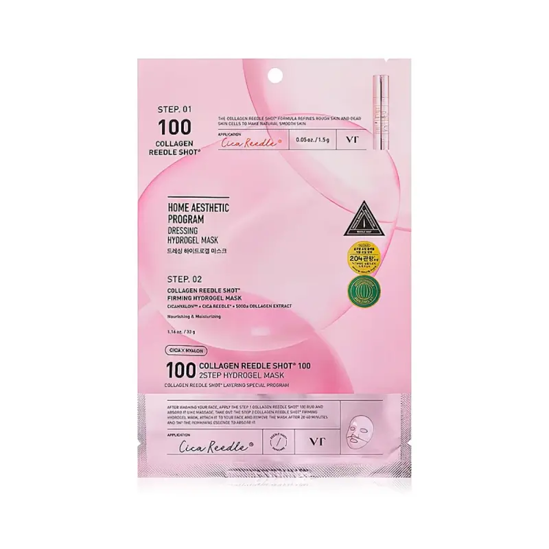 VT COLLAGEN REEDLE SHOT 100 2STEP HYDROGEL MASK Двухэтапная гидрогелевая маска для упругости лица с микроиглами и коллагеном 34,5 мл