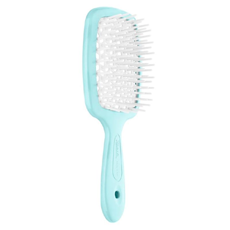 Janeke SUPERBRUSH РАСЧЕСКА МАЛЕНЬКАЯ БИРЮЗОВАЯ/БЕЛАЯ 17,5x7x3СМ