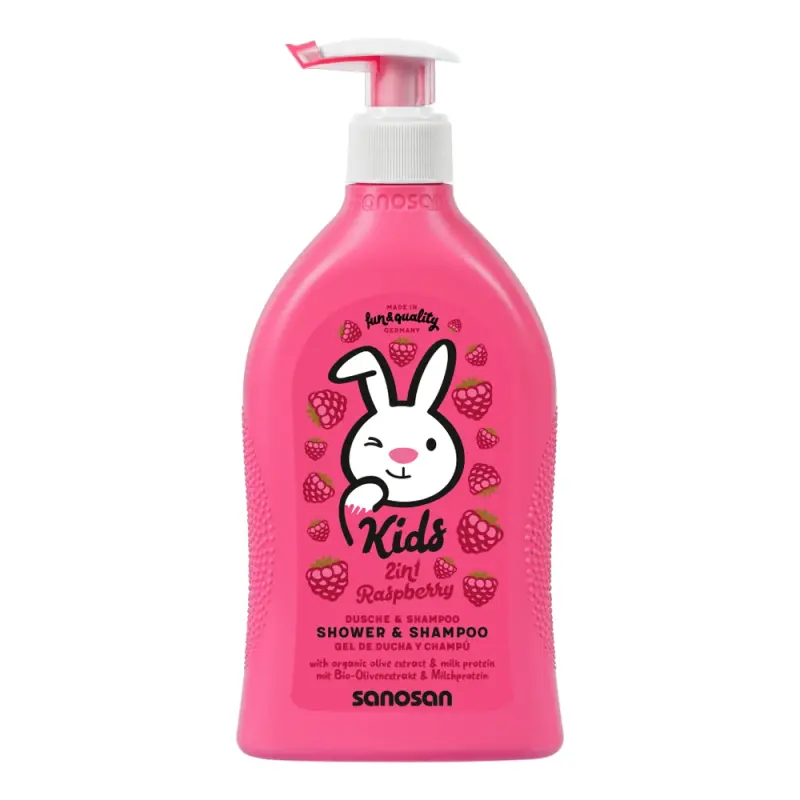 Детский гель-шампунь 2в1 с ароматом малины Sanosan, 400 мл KIDS Shower & Shampoo Raspberry 400 ml