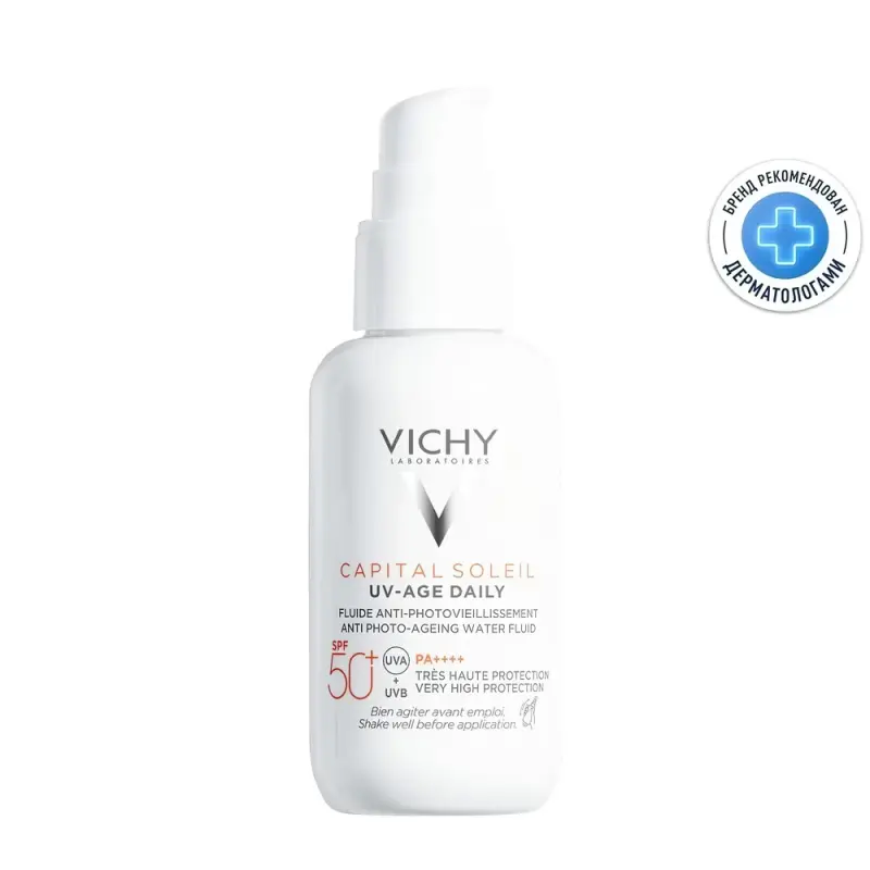 VICHY CAPITAL SOLEIL UV-AGE DAILY Невесомый солнцезащитный флюид для лица против признаков фотостарения SPF 50+, 40 мл
