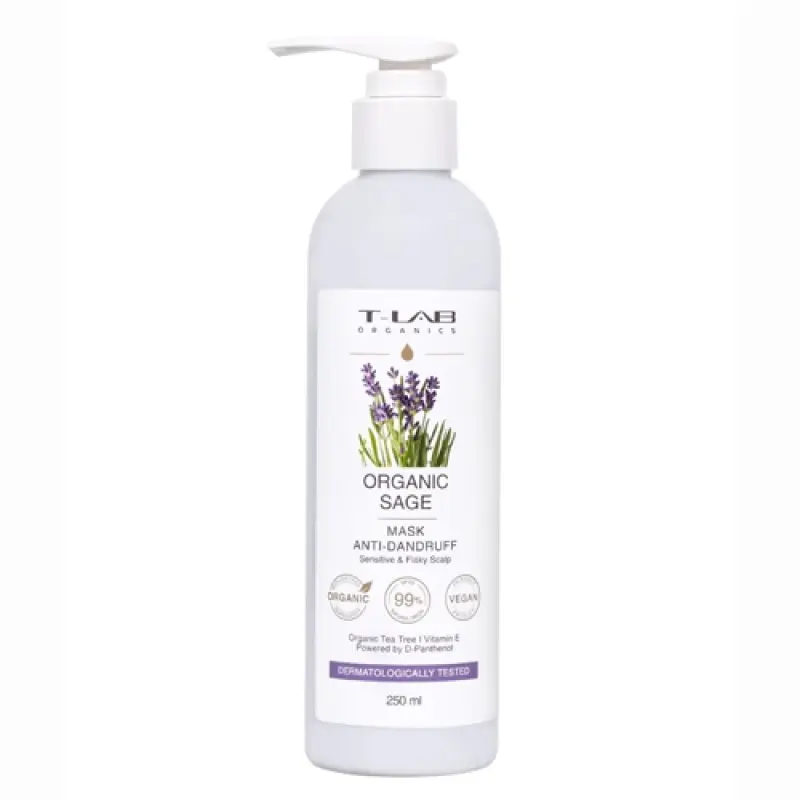 T-LAB ORGANICS Маска для волос против перхоти с экстрактом шалфея, 250 мл.