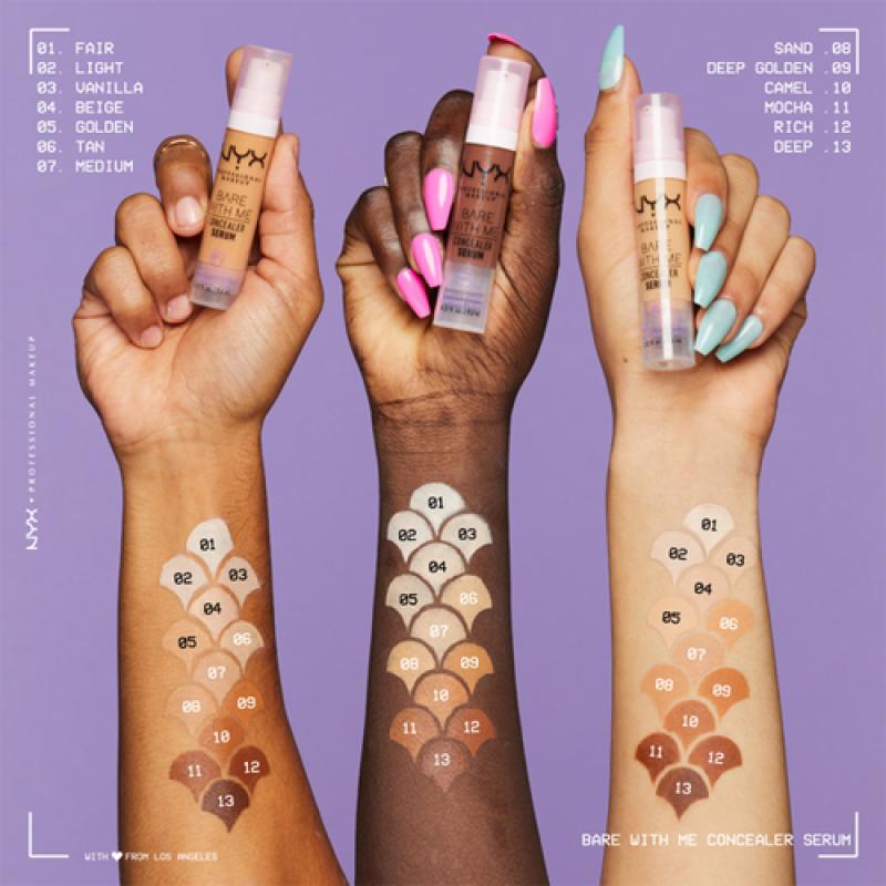 NYX Ухаживающая сыворотка-консилер для лица и тела BARE WITH ME, оттенок 04, BEIGE, 9.6 мл