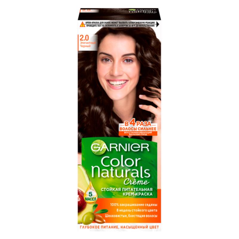 Garnier Стойкая питательная крем-краска для волос Color Naturals, оттенок 2.0, Элегантный черный