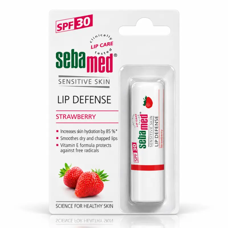Sebamed SENSITIVE SKIN lip defense SPF 30 4,8 g (увлажняющий бальзам для губ от сухости и трещин со вкусом клубники)