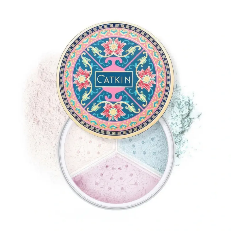 CATKIN 3-COLORS LOOSING FINISHING POWDER Рассыпчатая пудра с лотосом C04 Camlet 4г