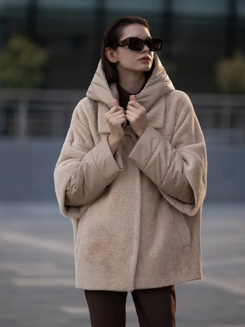 Krem oversize puhovik