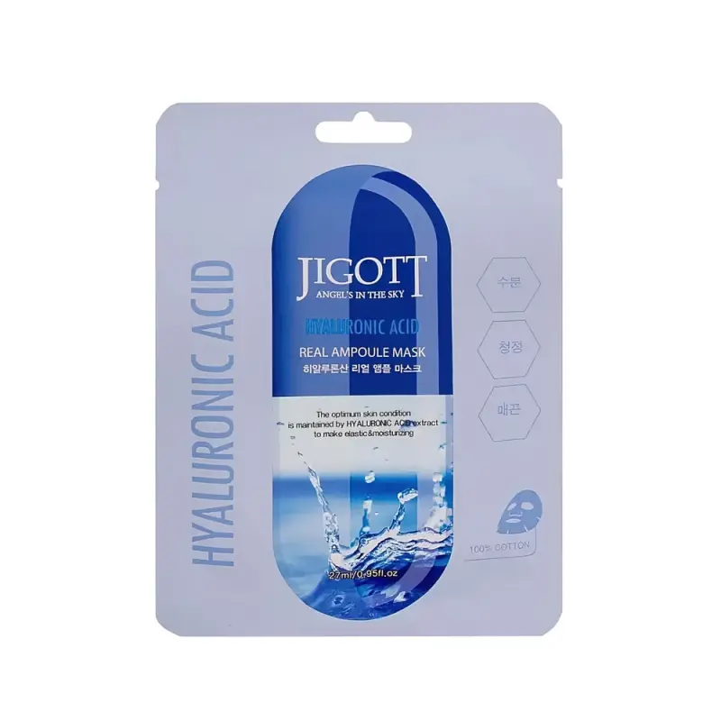 JIGOTT Тканевая маска для лица  HYALURONIC ACID REAL AMPOULE MASK