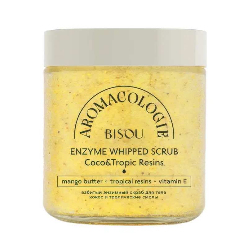 BISOU Aromacologie Скраб для тела Взбитый Энзимный, Кокос-Тропические смолы, 250 ml