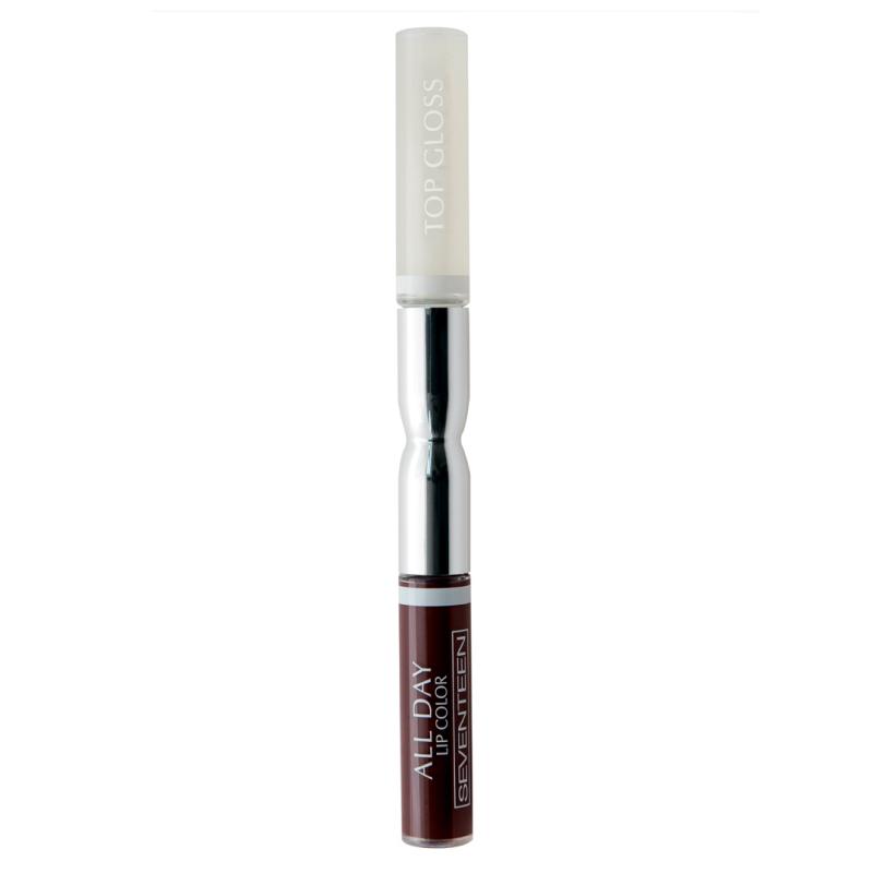 Seventeen Жидкая стойкая помада-блеск  05 ALL DAY LIP COLOR & TOP GLOSS кремовая слива