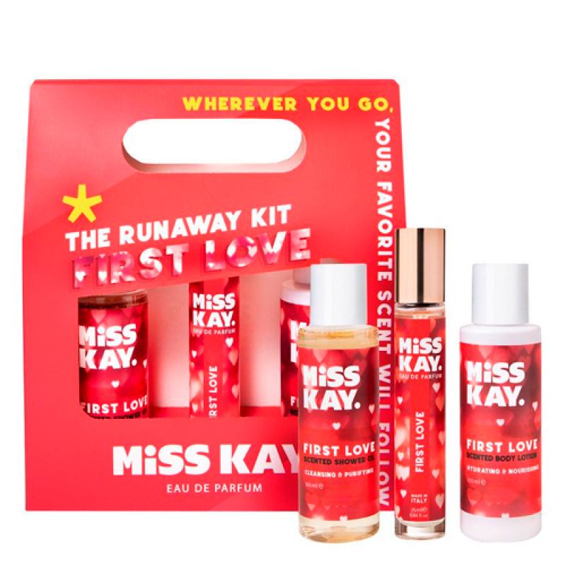 Miss Kay The Runaway Set - Подарочный набор First Love состоит из First Love Eau De Parfum  Shower Oil Body Lotion 3 шт