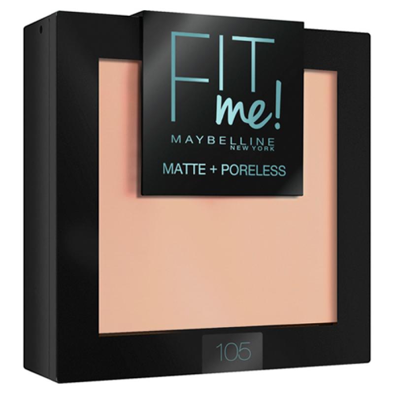 Maybelline Пудра для лица Fit Me, матирующая, скрывающая поры, оттенок 105, Натурально-бежевый