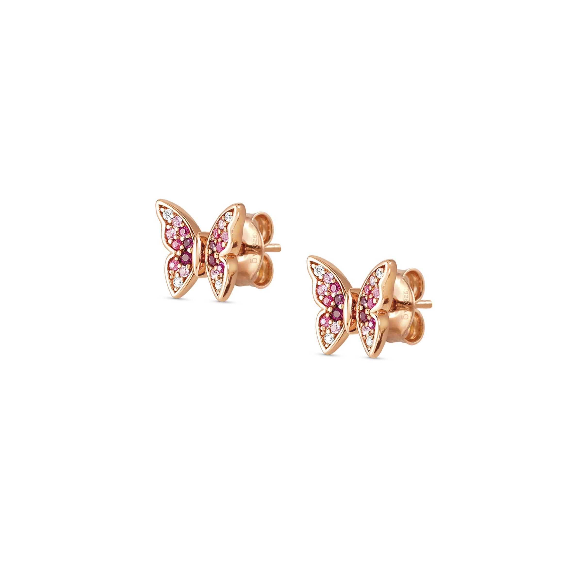 CRYSALIS earrings in 925 sterling silver BI-TONE fin, and cz (040_Butterfly)