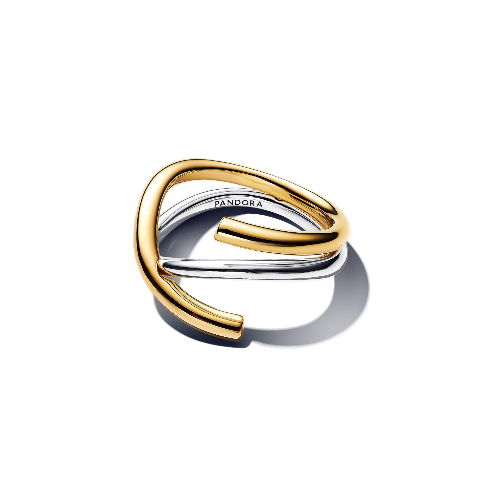Organically shaped sterling silver and 14k gold-plated ring