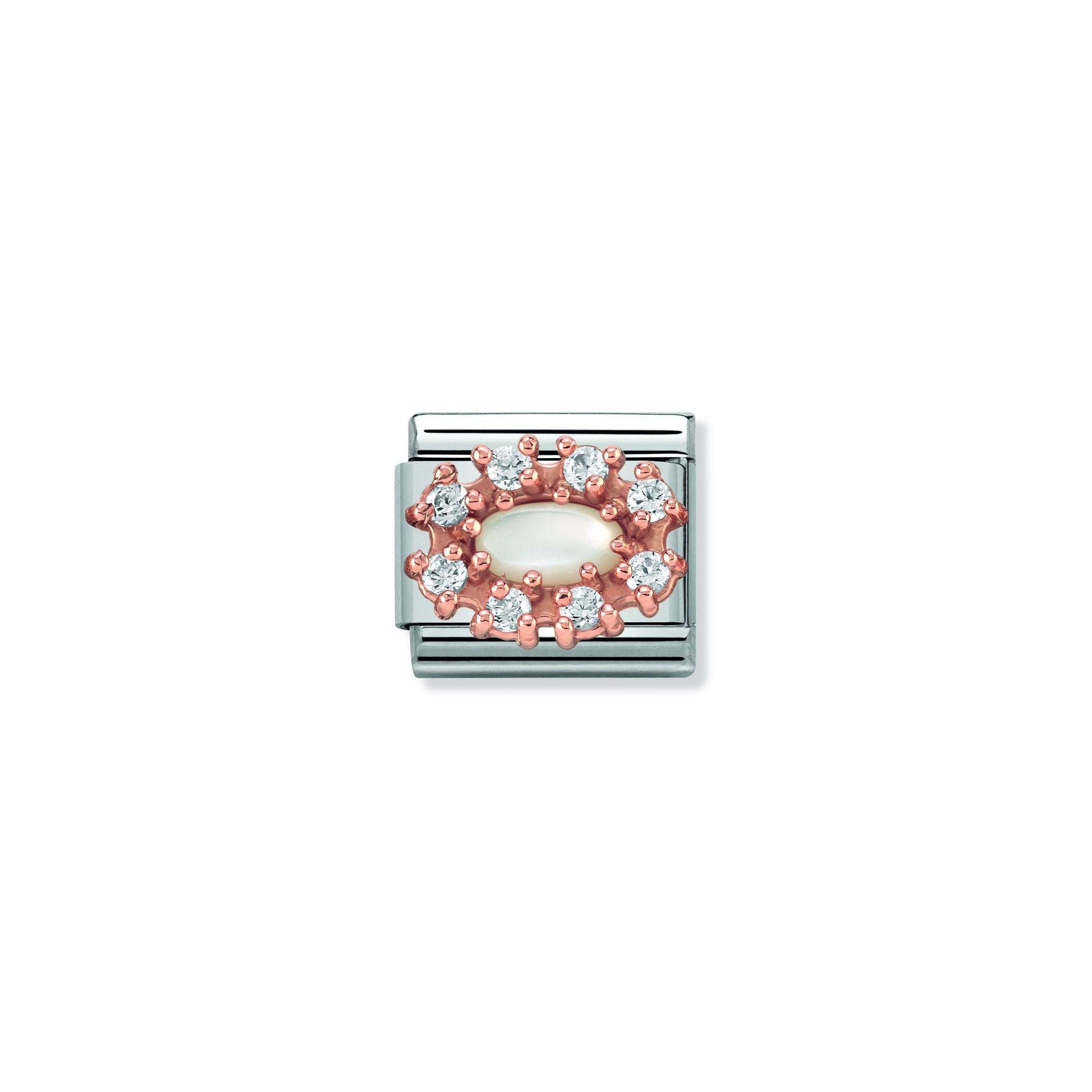 Composable Classic STONES stainless steel  zirconia and 9k rose gold (R) (12_WHITE MOTHER OF PEARL)