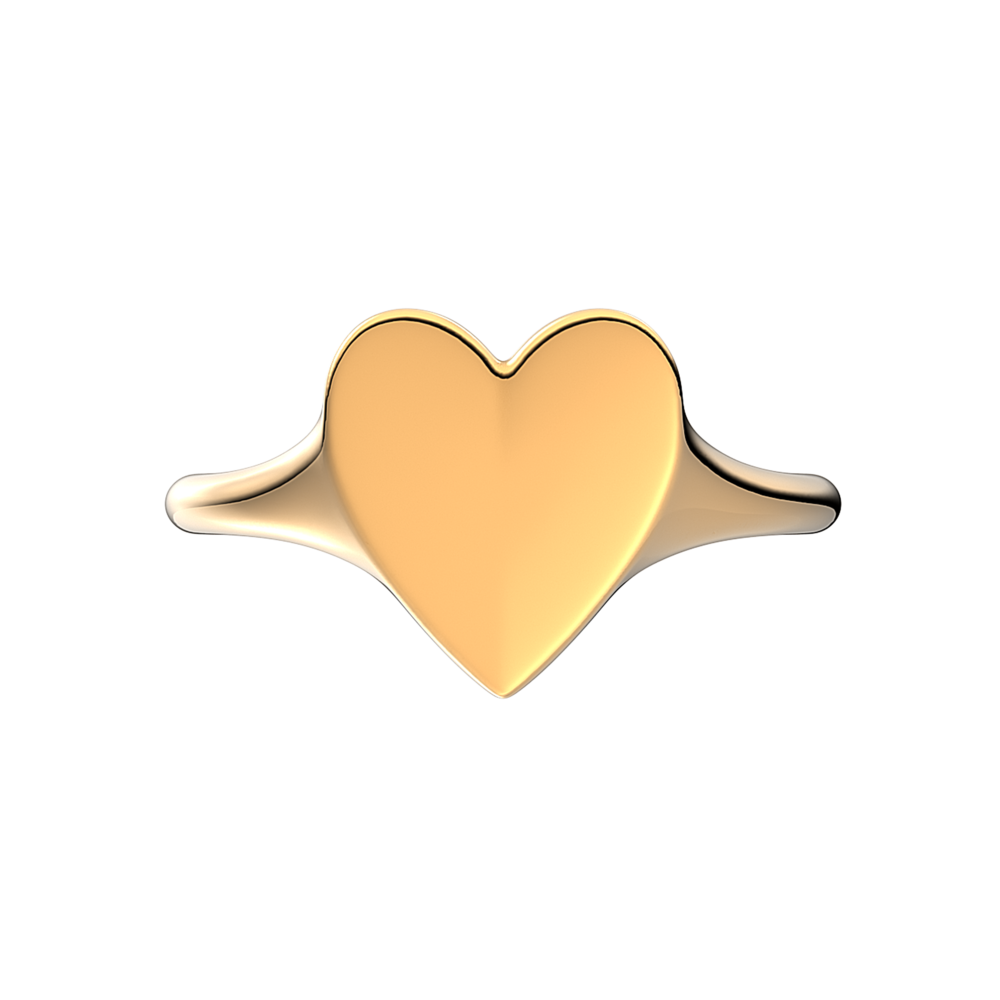 Engravable heart 14k gold-plated ring