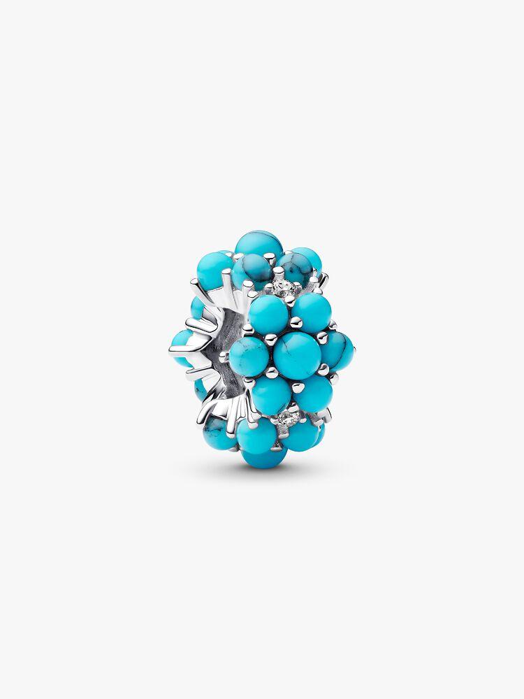 Sterling silver charm with clear cubic zirconia and imitation turquoise