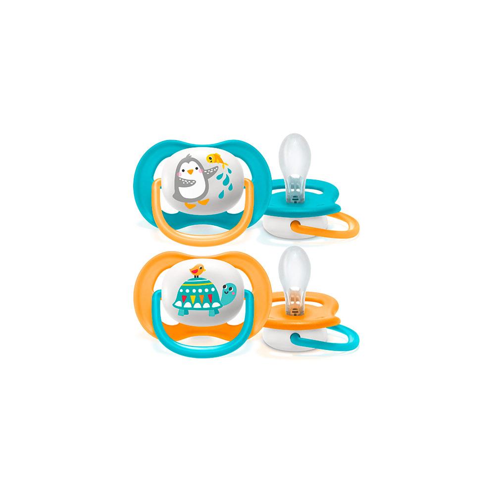 Пустышка Philips Avent Ultra Air для мальчиков пингвин и черепаха 6-18м 2 шт