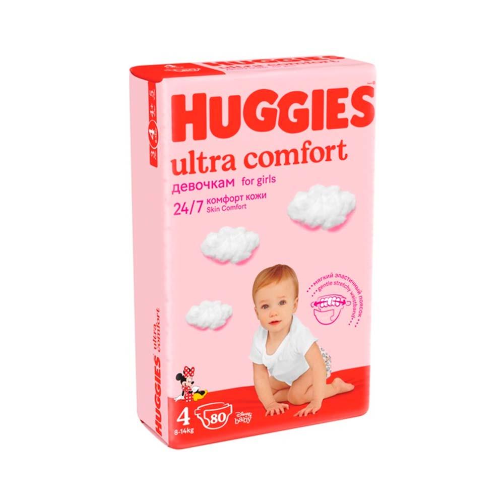 Подгузники Huggies Ultra Comfort для девочек размер 4 8-14 кг 80 шт