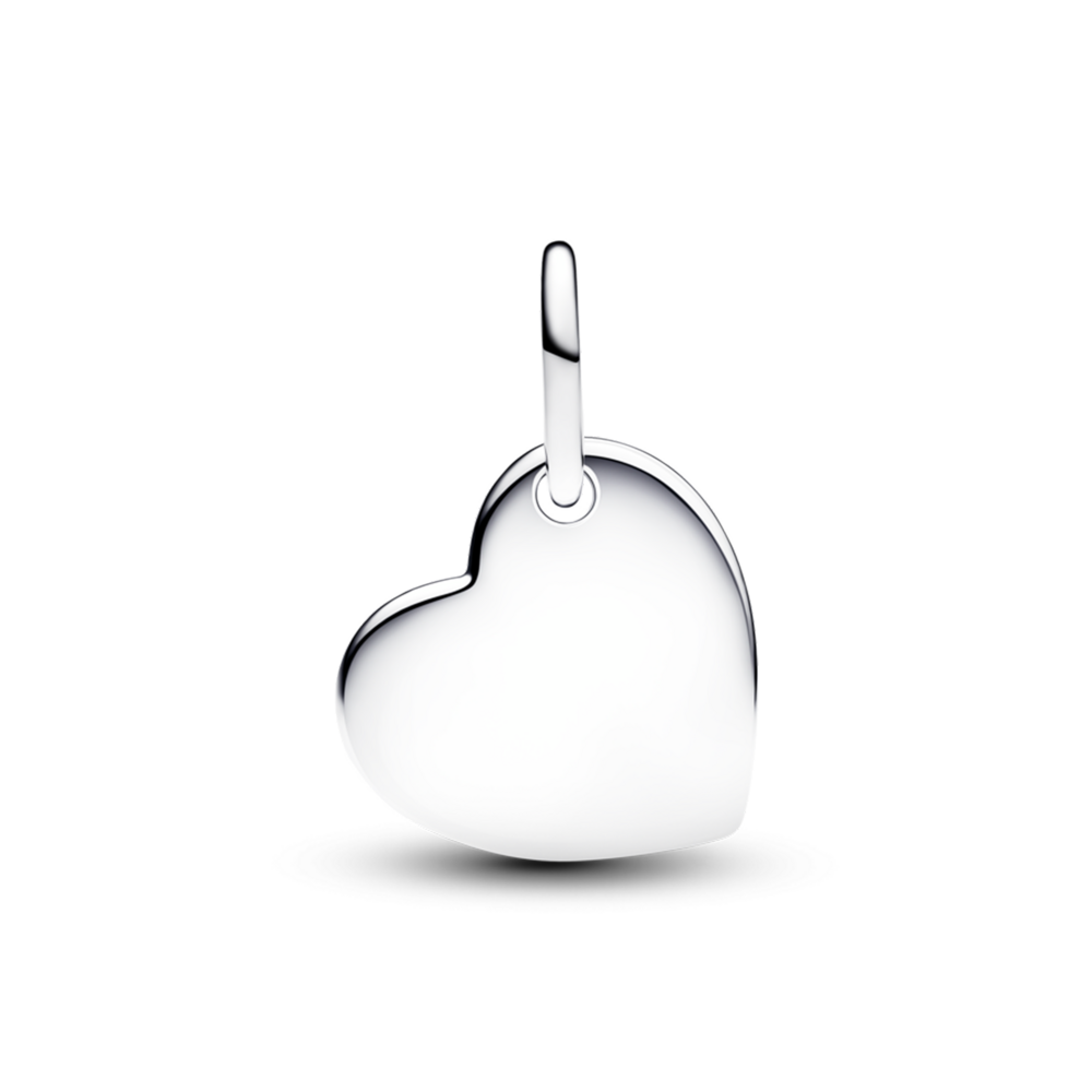 Engravable heart sterling silver dangle with princess blue crystal