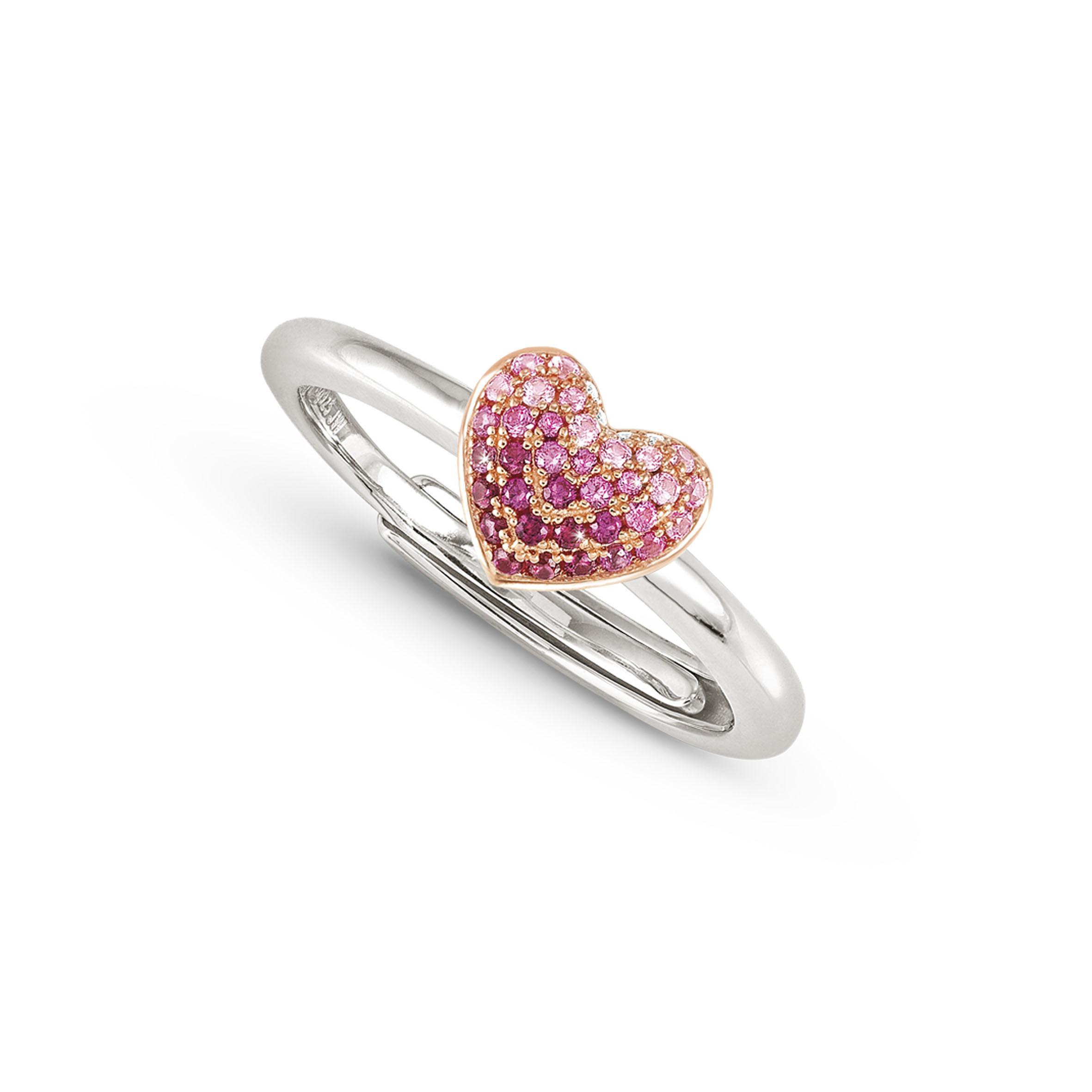 CRYSALIS ring in 925 sterling silver BI-TONE fin, and cz (004_Heart)