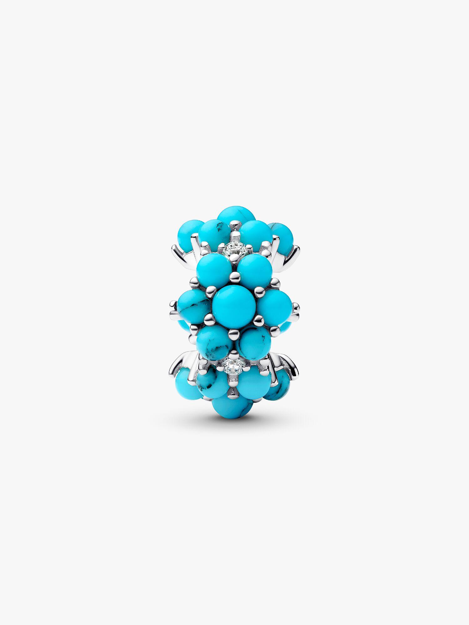 Sterling silver charm with clear cubic zirconia and imitation turquoise