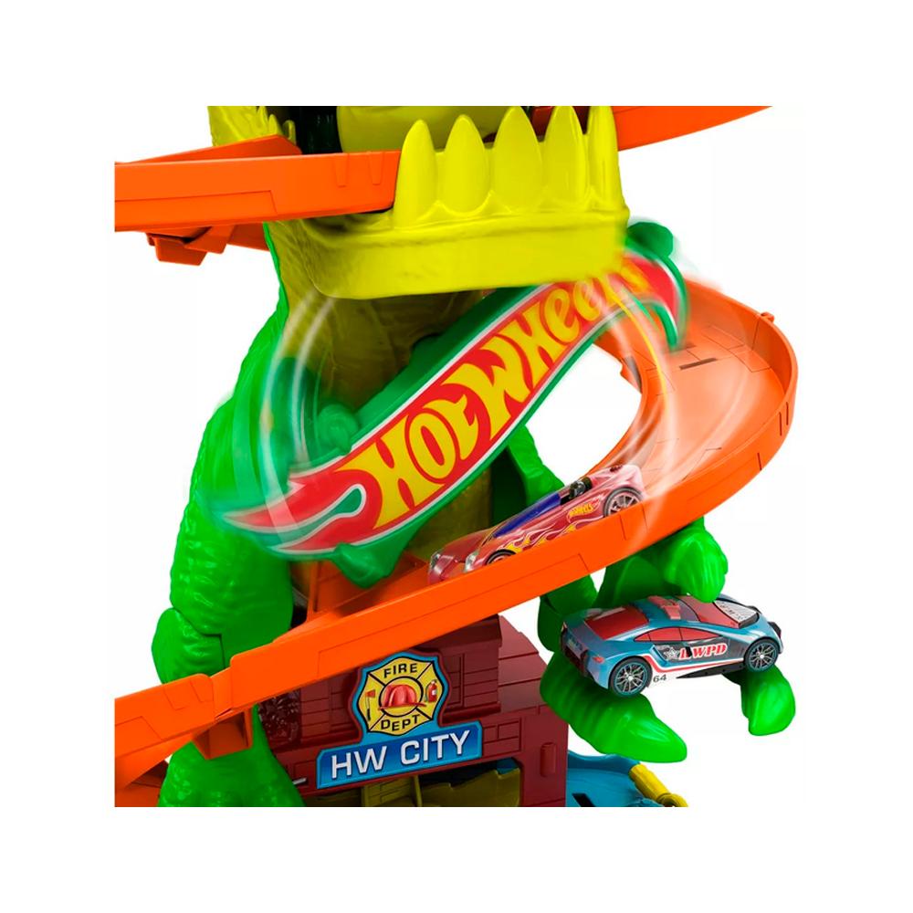 Автомобильный трек Hot Wheels City  T-Rex vs Fire Station