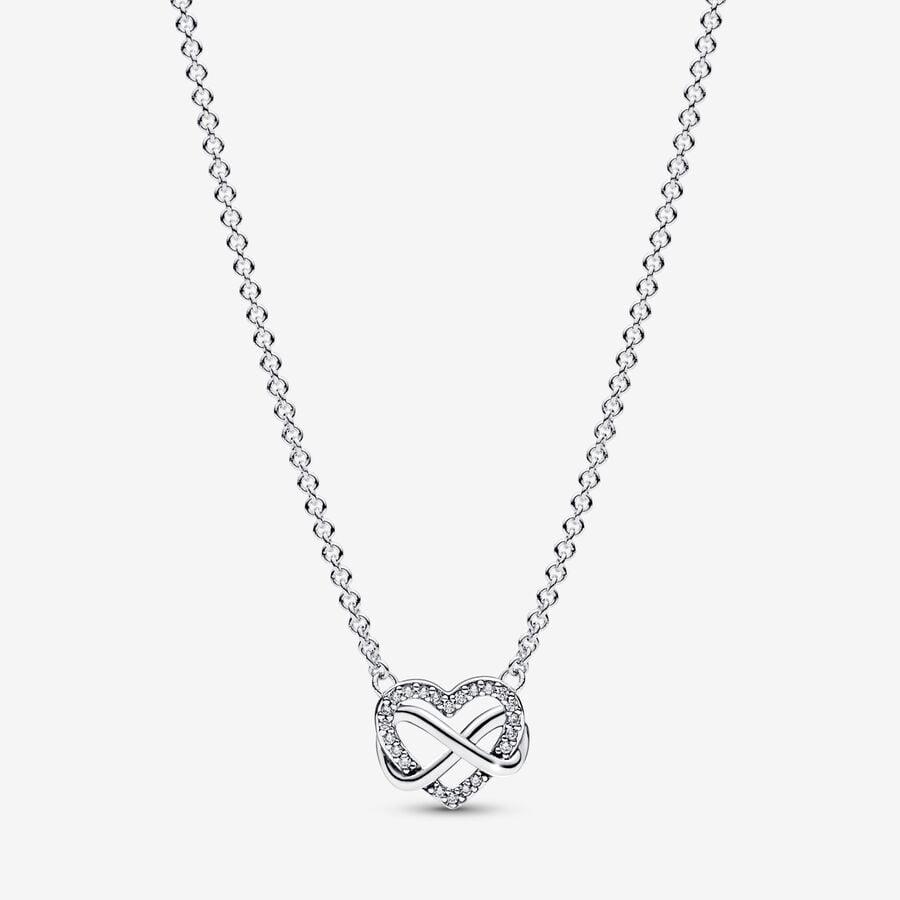 Серебряное колье Infinity Heart с прозрачными фианитами