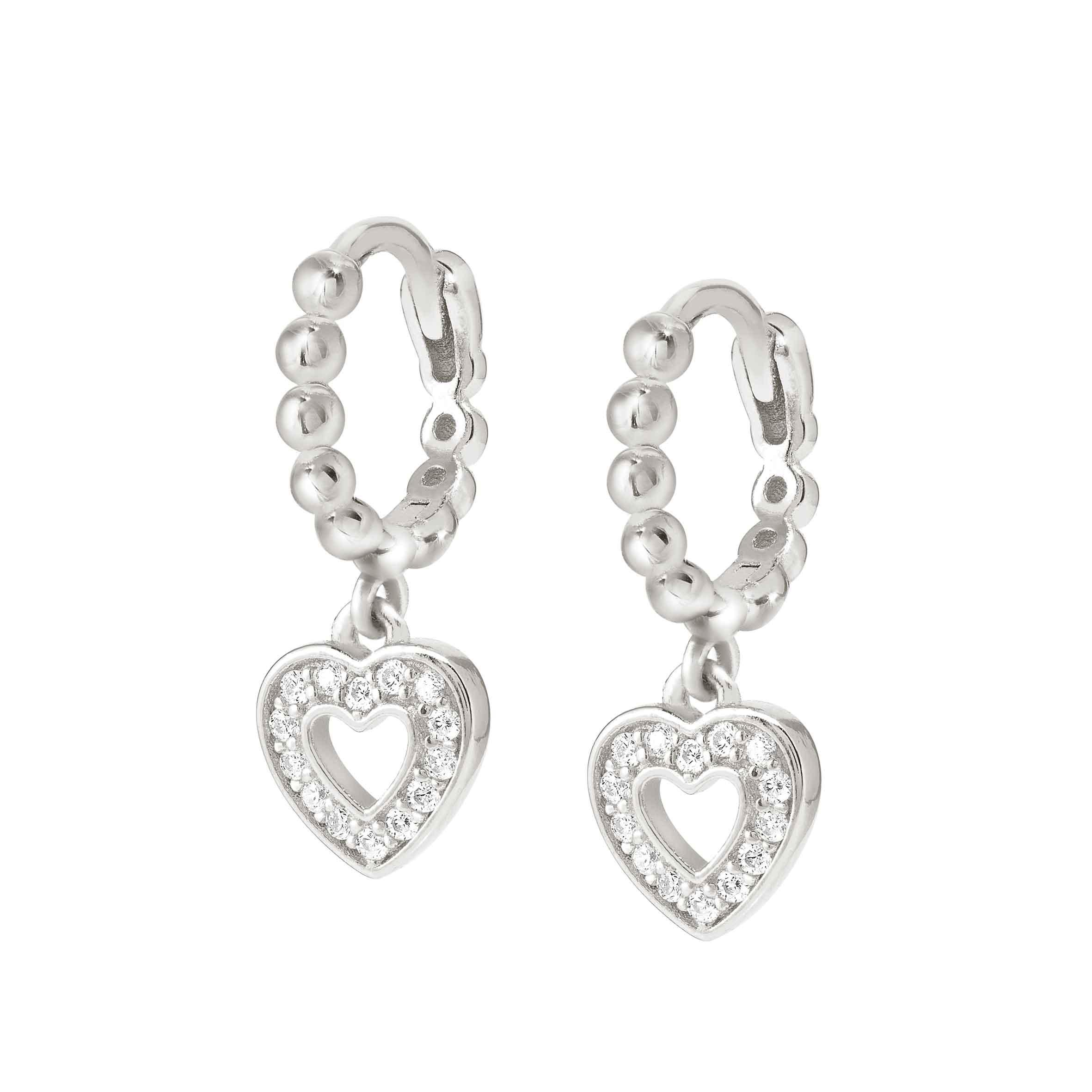 LOVECLOUD earrings in 925 sterling silver and CIRCLE cz (009_Silver Heart)