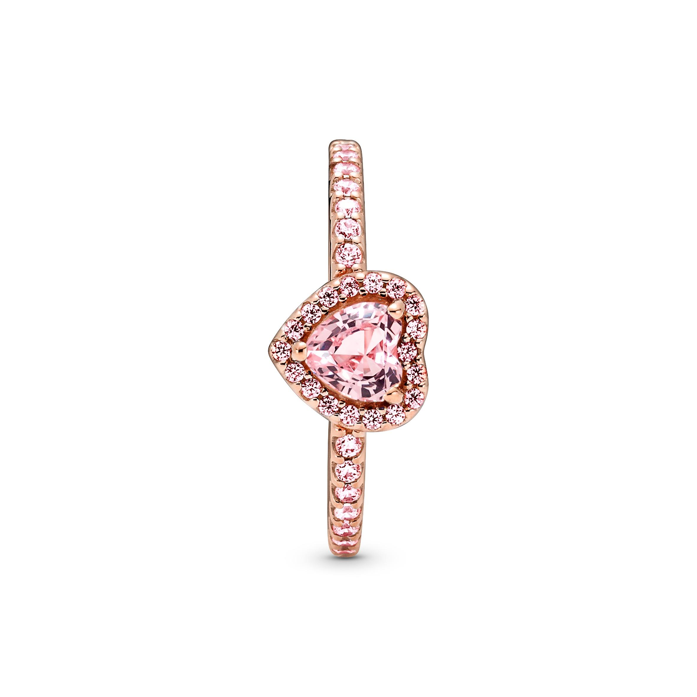 Heart 14k rose gold-plated ring with orchid pink crystal and fancy fairy tale pink cubic zirconia