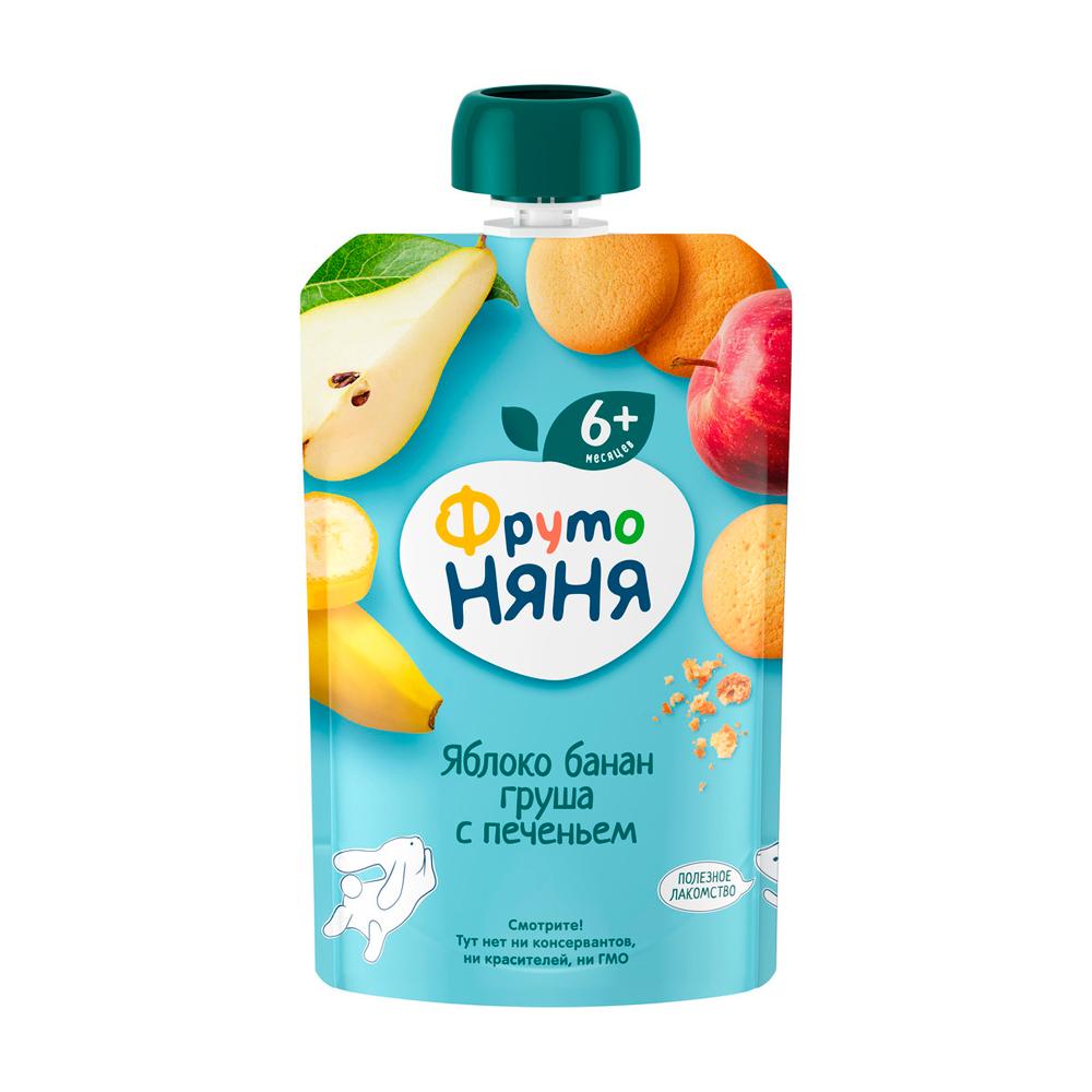Пюре ФрутоНяня из яблок бананов груш с печеньем 6м+ 90 гр
