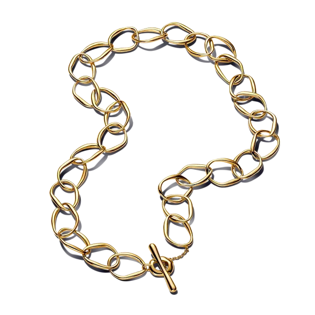 Organically shaped link 14k gold-plated necklace