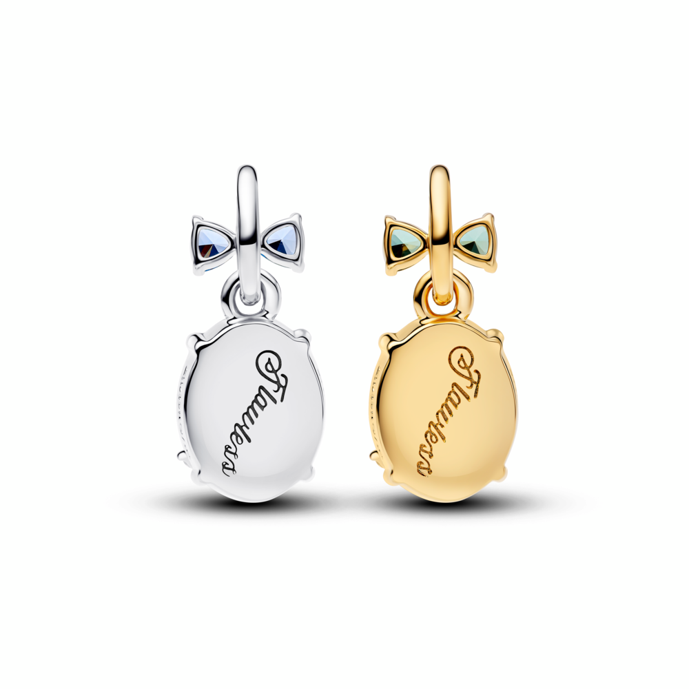 Bee and butterfly sterling silver and 14k gold-plated splittable dangle with clear cubic zirconia, green and blue crystal Bee and butterfly sterling silver and 14k gold-plated splittable dangle with clear cubic zirconia, green and blue crystal