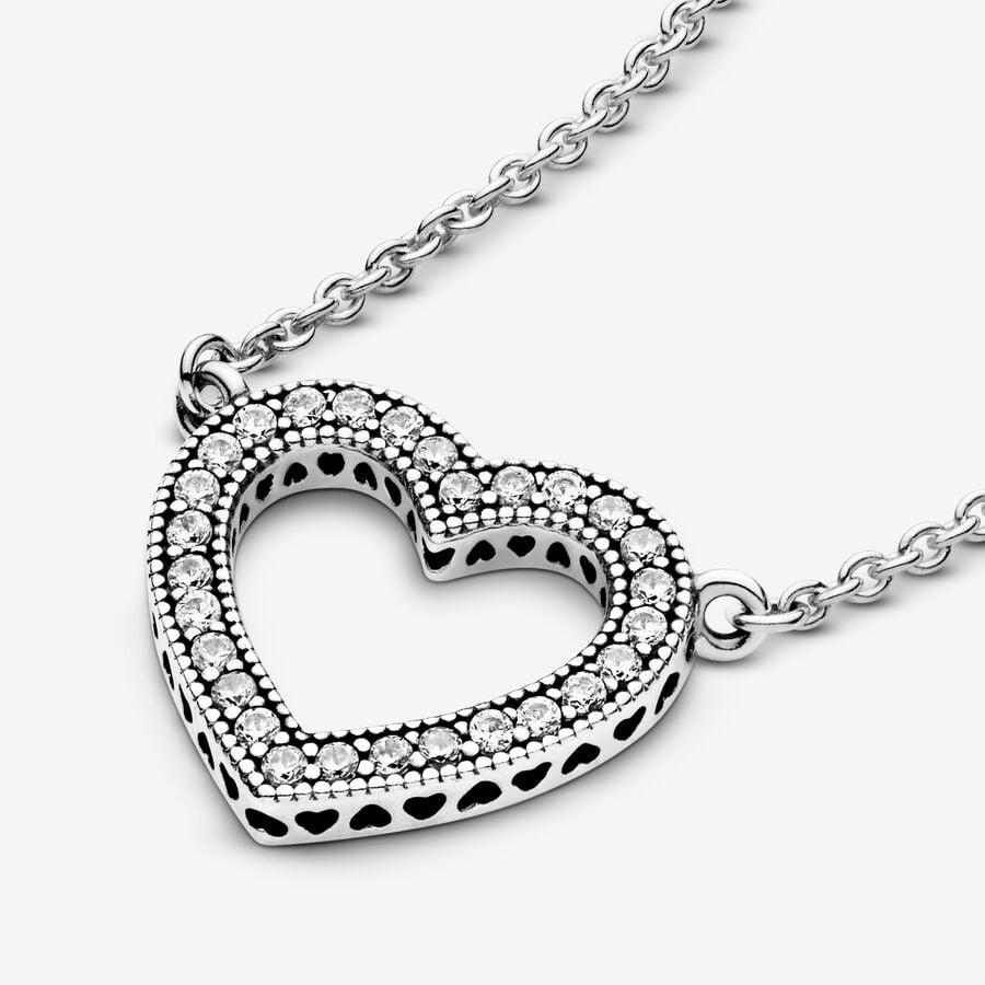 Серебряное колье Heart с прозрачными фианитами