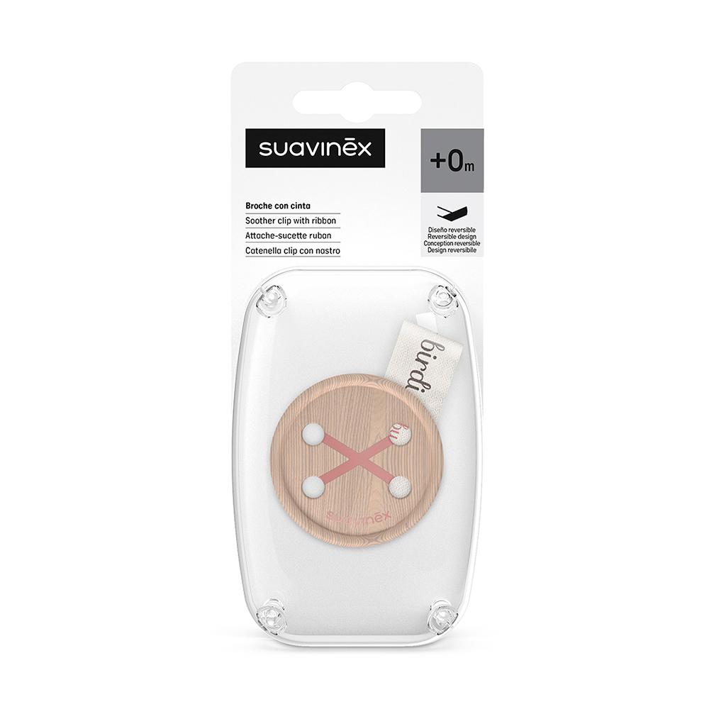 Ленточный держатель для пустышки Suavinex Birdies розовый